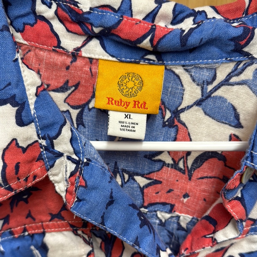 Ruby Rd Linen Floral Button-Up Top XL - Picture 6 of 6